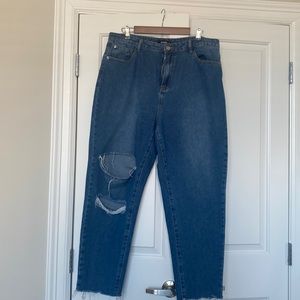 Blue Riot Double Knee Rip Mom Jeans